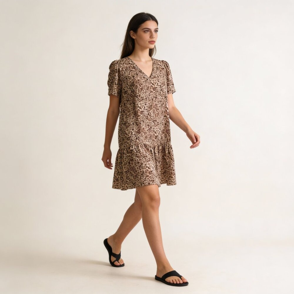 A NEW DAY | Leopard Print Flounce Dress Sz S